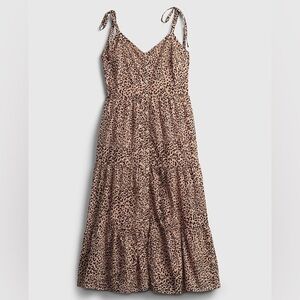 NWT GAP Tiered Cami Leopard Print button down Women's Dress with pockets Size 12
